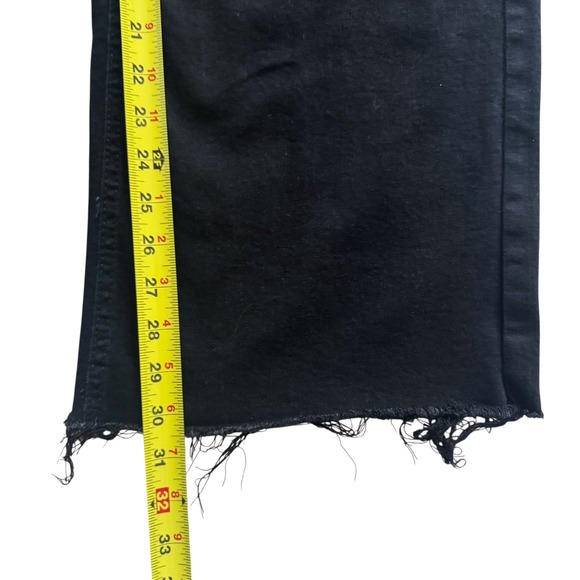OAT NEW YORK Black Wide Leg Raw Hem Jeans High Rise Women Size 4 27 Grunge Retro - Picture 10 of 12